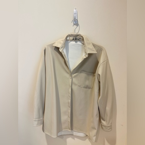 Cream Leather Jacket S/M NEW - Picture 5 of 8